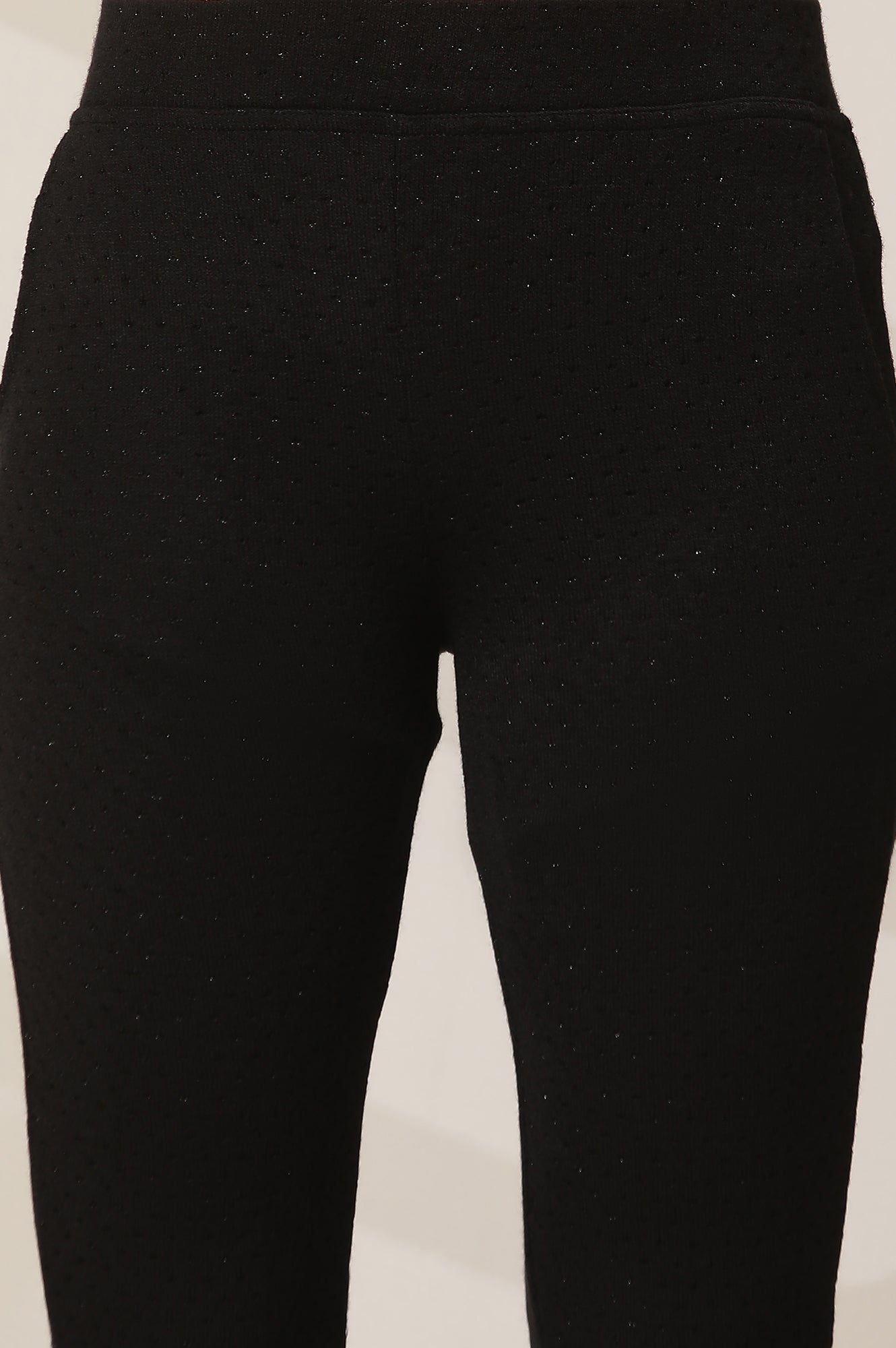 Black Solid Flared Pants With Elasticated Waist