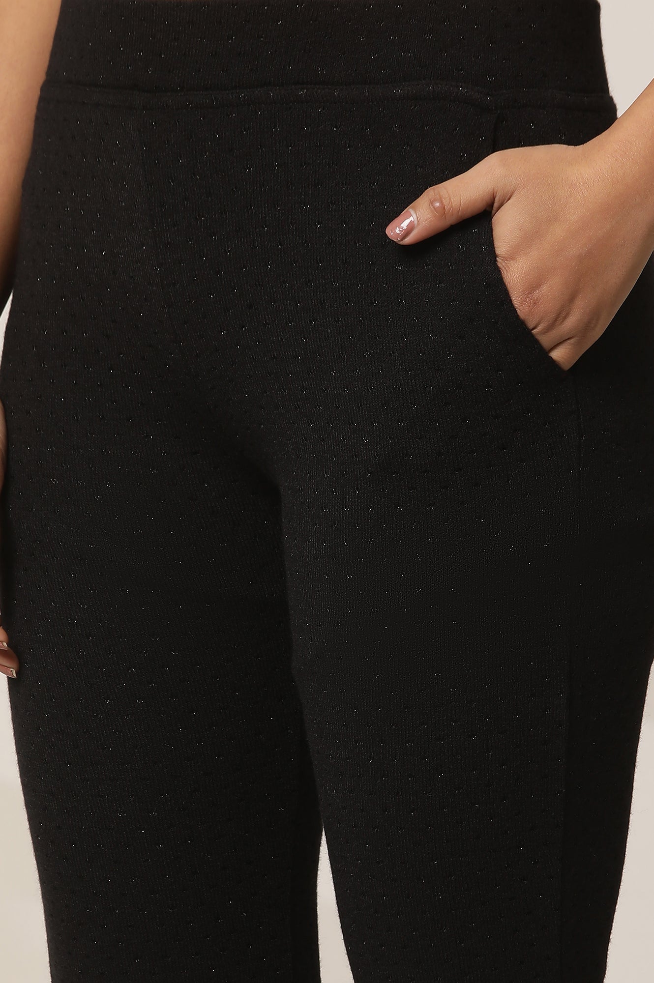 Black Solid Flared Pants With Elasticated Waist