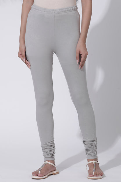 Silver Solid Skinny Jersey Churidar