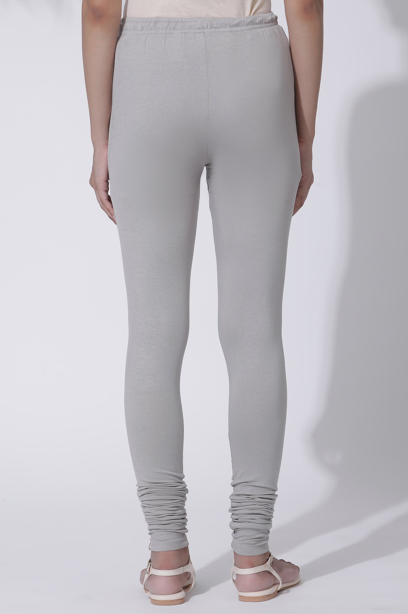 Silver Solid Skinny Jersey Churidar