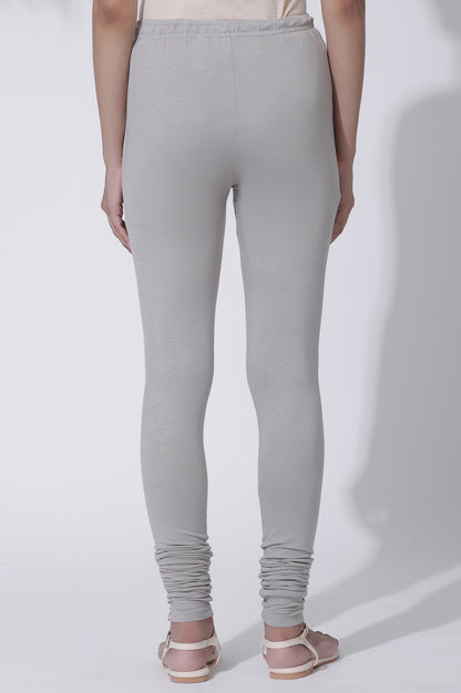 Silver Solid Skinny Jersey Churidar