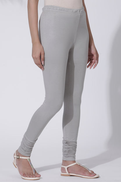 Silver Solid Skinny Jersey Churidar