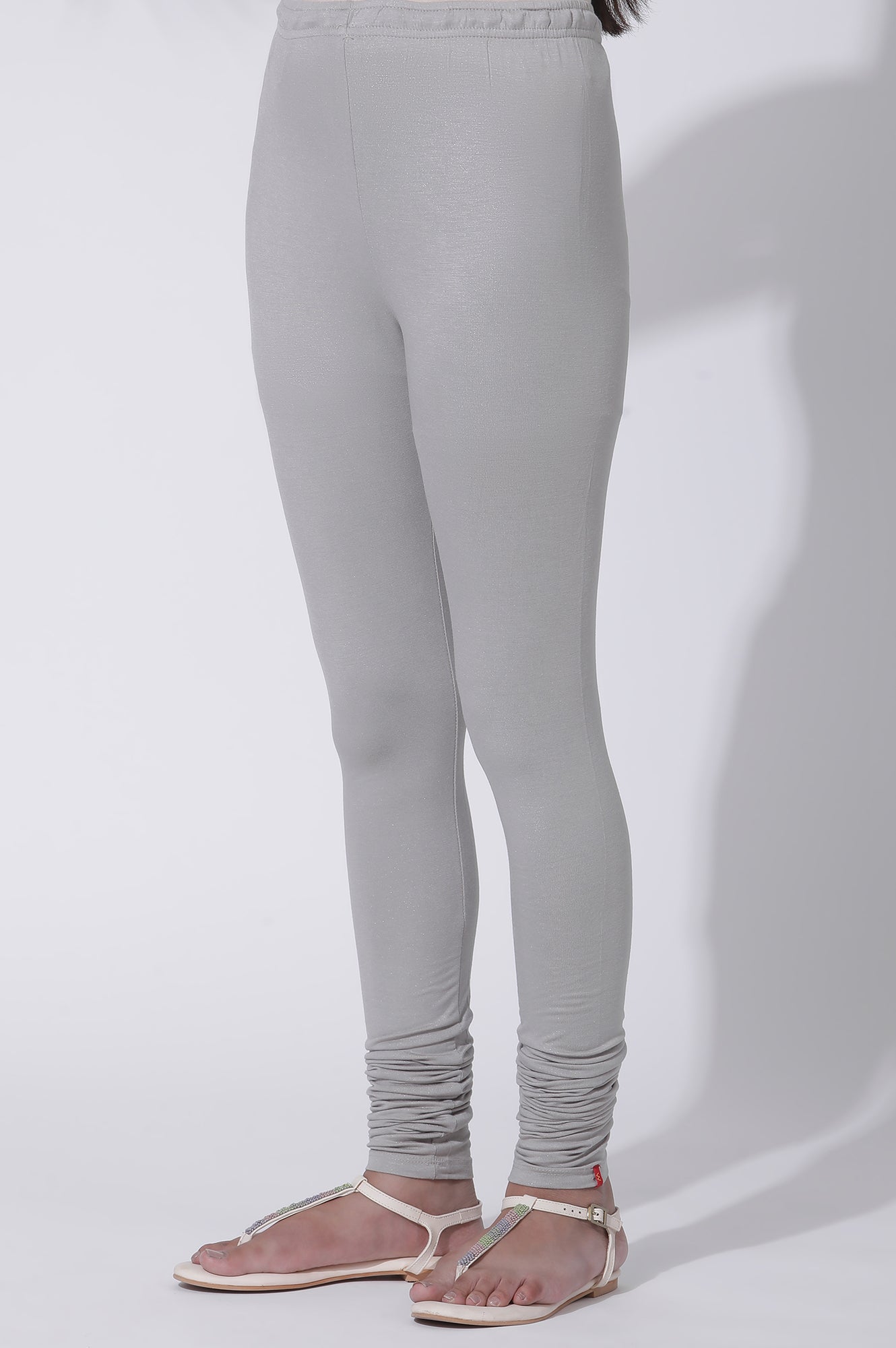 Silver Solid Skinny Jersey Churidar
