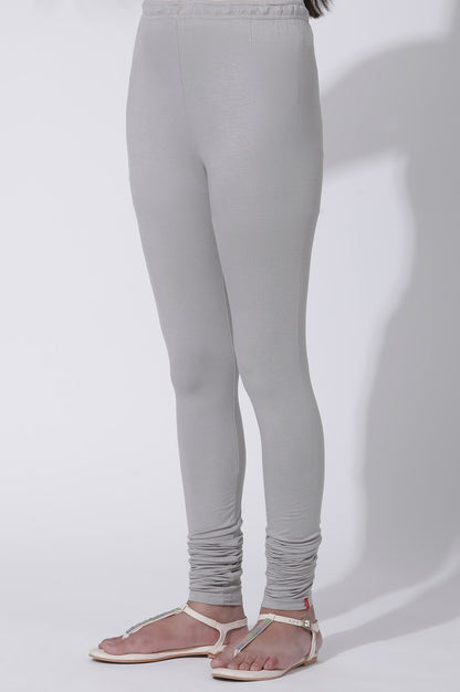 Silver Solid Skinny Jersey Churidar