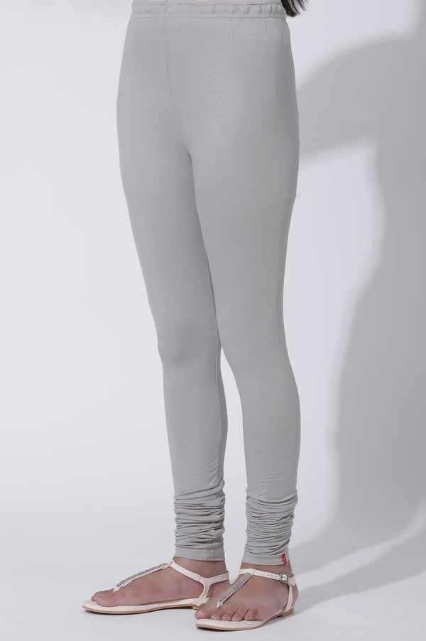 Silver Solid Skinny Jersey Churidar