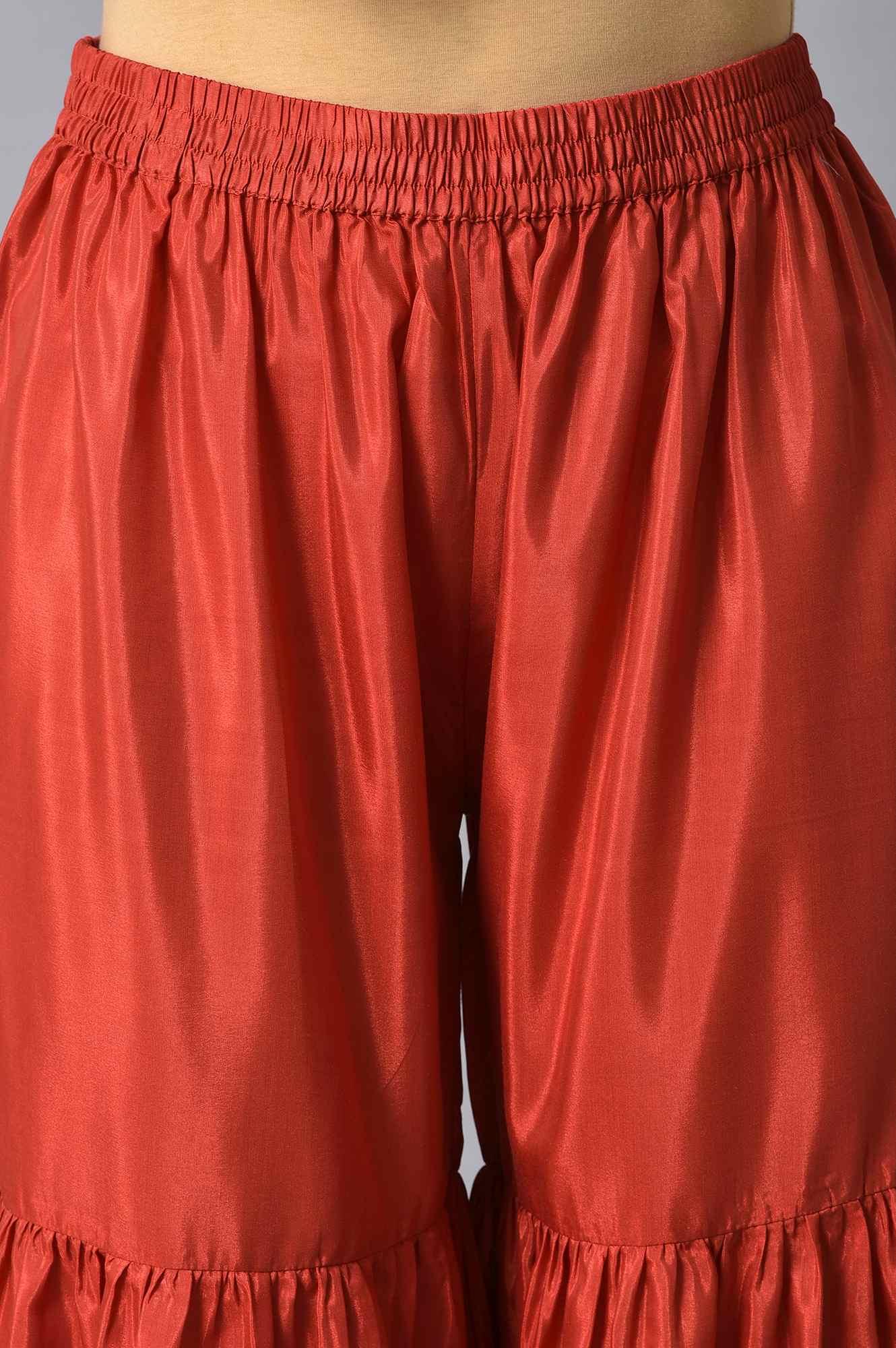 Blue &amp; Orange Embroidered kurta Sharara Set - wforwoman