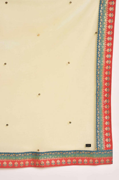 Orange Tamil Silk Embellished Dress &amp; Dupatta Set - wforwoman