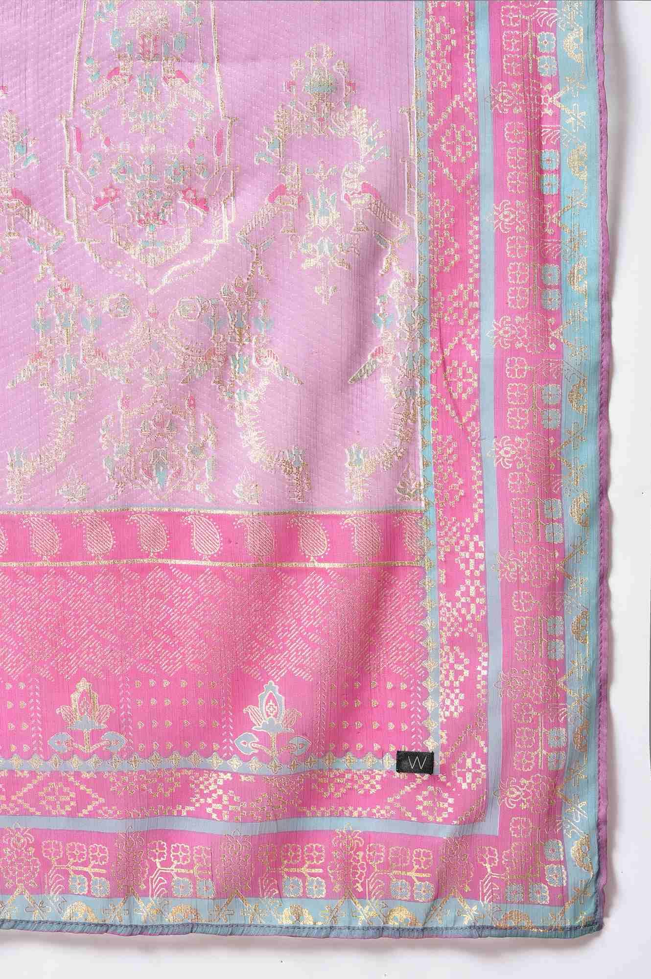 Peach Embroidered kurta With Sharara Set - wforwoman