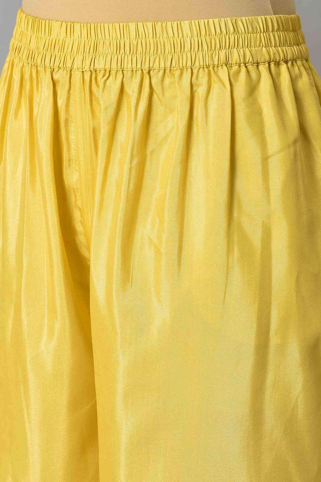 Light Yellow Printed kurta With Parallel Pants And Chiffon Dupatta - wforwoman