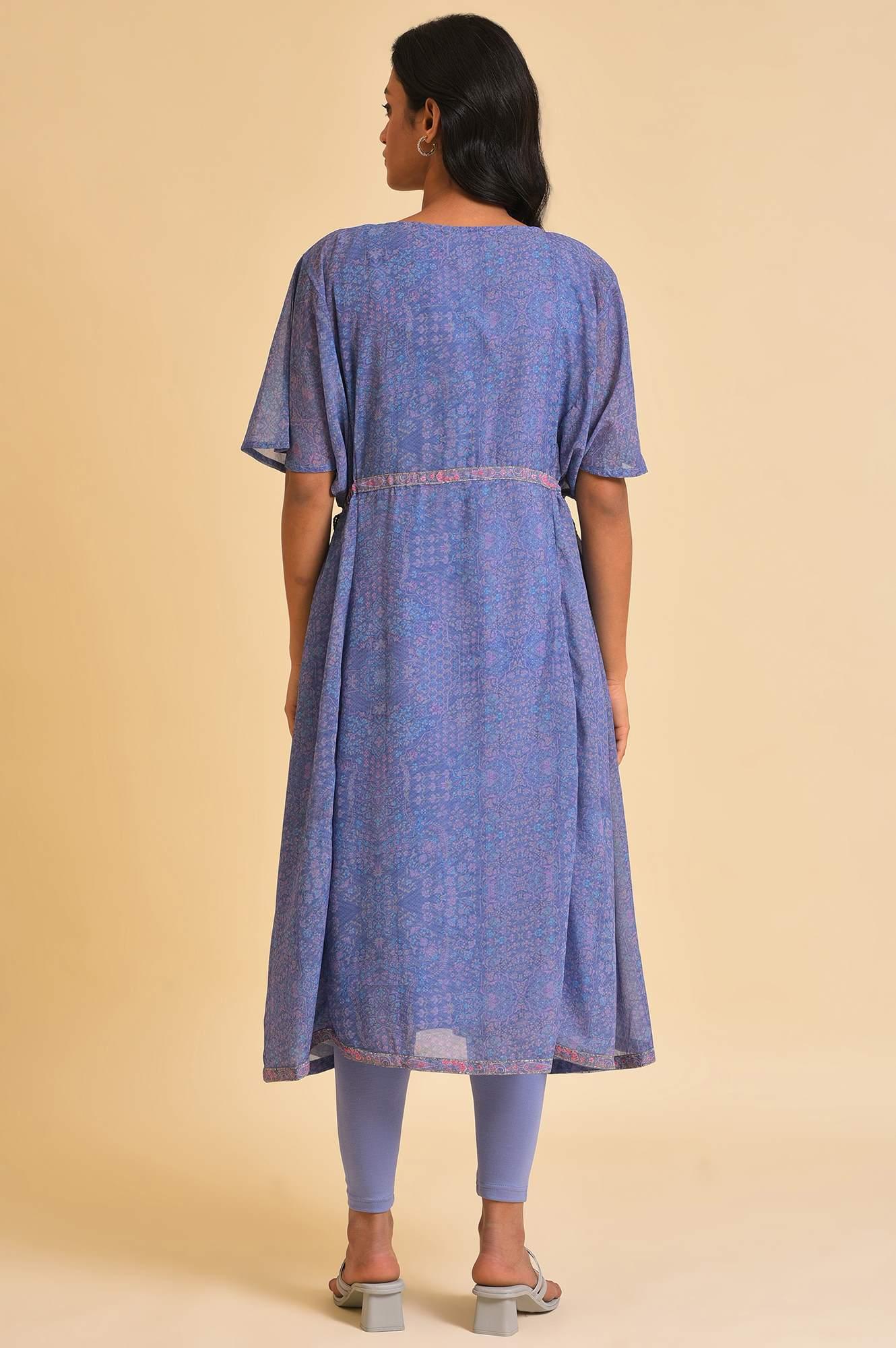 Light Purple A-Line Flowy Dress &amp; Tights Set - wforwoman