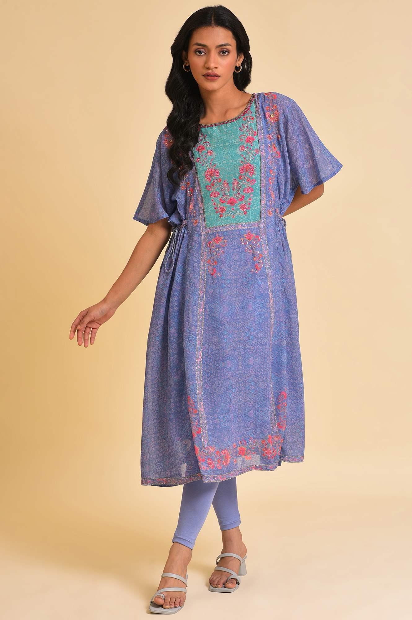 Light Purple A-Line Flowy Dress &amp; Tights Set - wforwoman