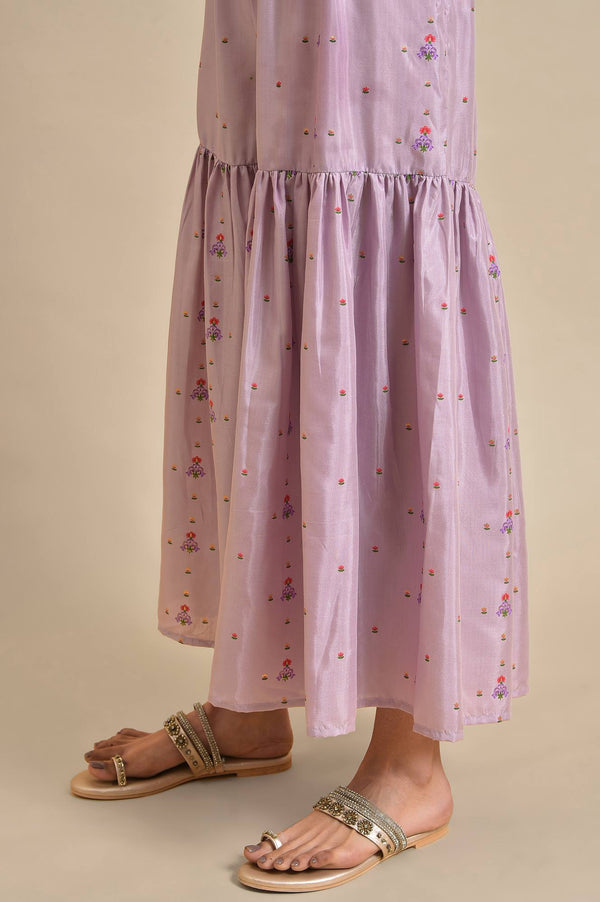 Green Chanderi Floral Printed kurta, Sharara & Dupatta Set