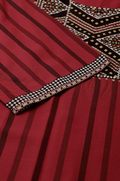 Red Stripe Print Plus Size kurta - wforwoman