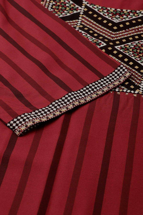 Red Stripe Print Plus Size kurta