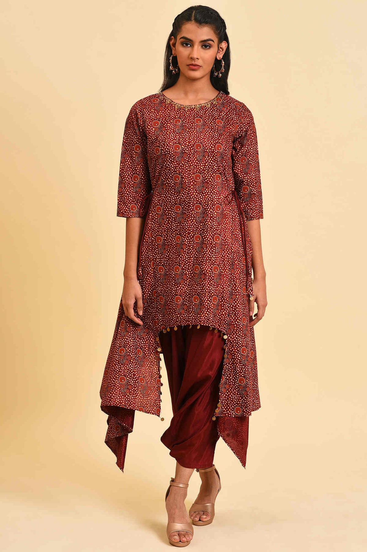 Rosewood Red Fusion Layered Jumpsuit - XS