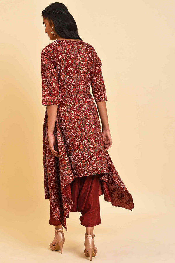 Red Cowl Neck Plus Size Layered Dress