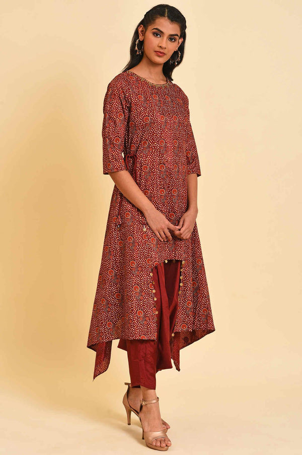 Red Cowl Neck Plus Size Layered Dress