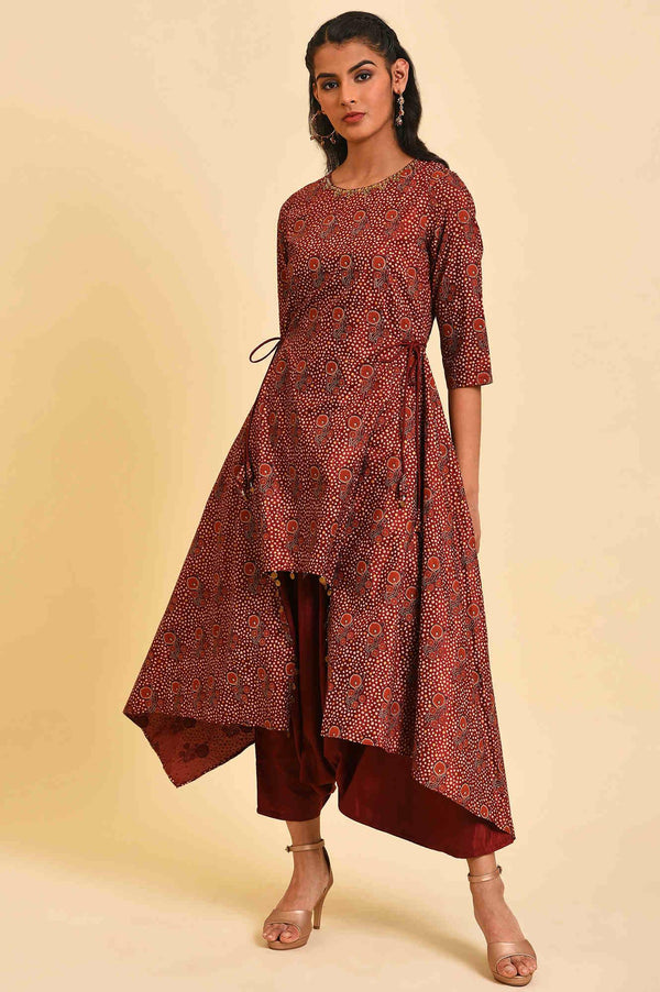 Red Cowl Neck Plus Size Layered Dress