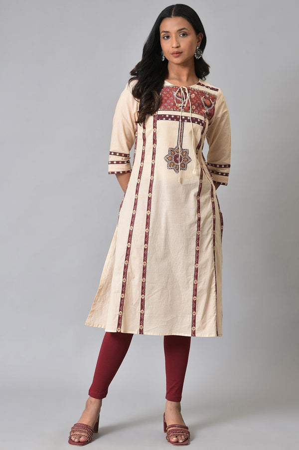 Ecru Printed Straight Summer kurta