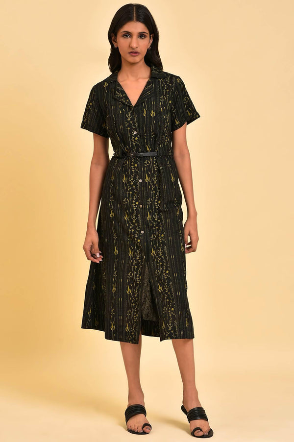 Black Floral Printed Vacation Dress