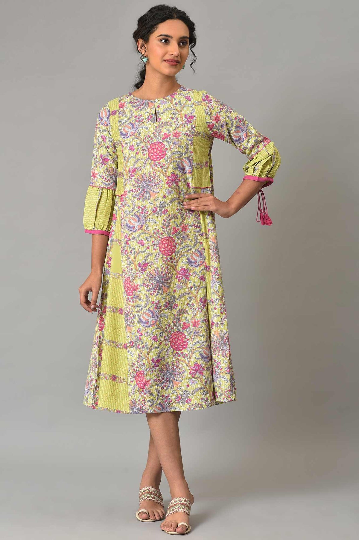Green Printed Godget Plu Size Summer Dress - 4XL