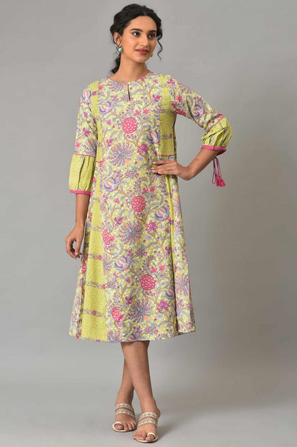 Green Printed Godget Plu Size Summer Dress - wforwoman