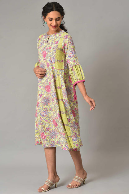 Green Printed Godget Summer Dress - wforwoman