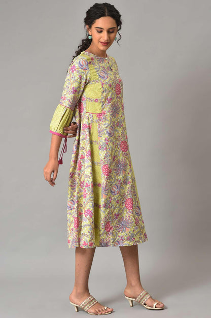 Green Printed Godget Plu Size Summer Dress - wforwoman