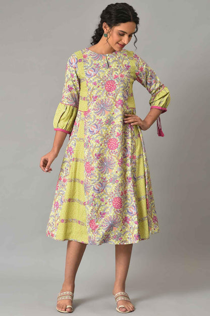 Green Printed Godget Plu Size Summer Dress - wforwoman