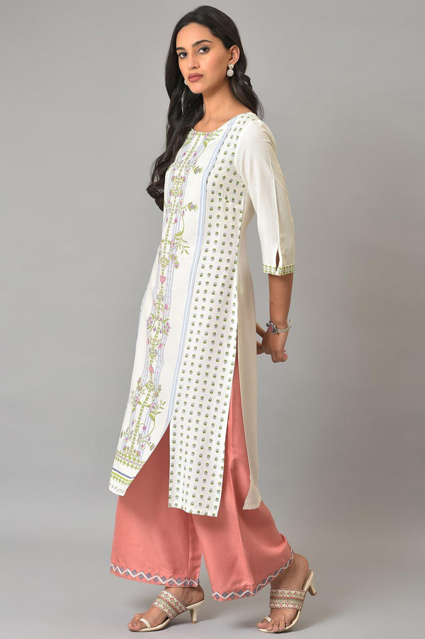 Ecru Placement Floral Printed Summer kurta