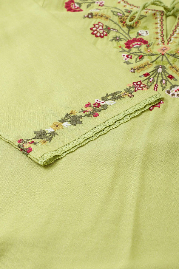 Green Fusion Plus Size Embroidered kurta