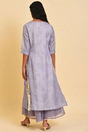 Purple Kota Layered Printed Plus Size kurta