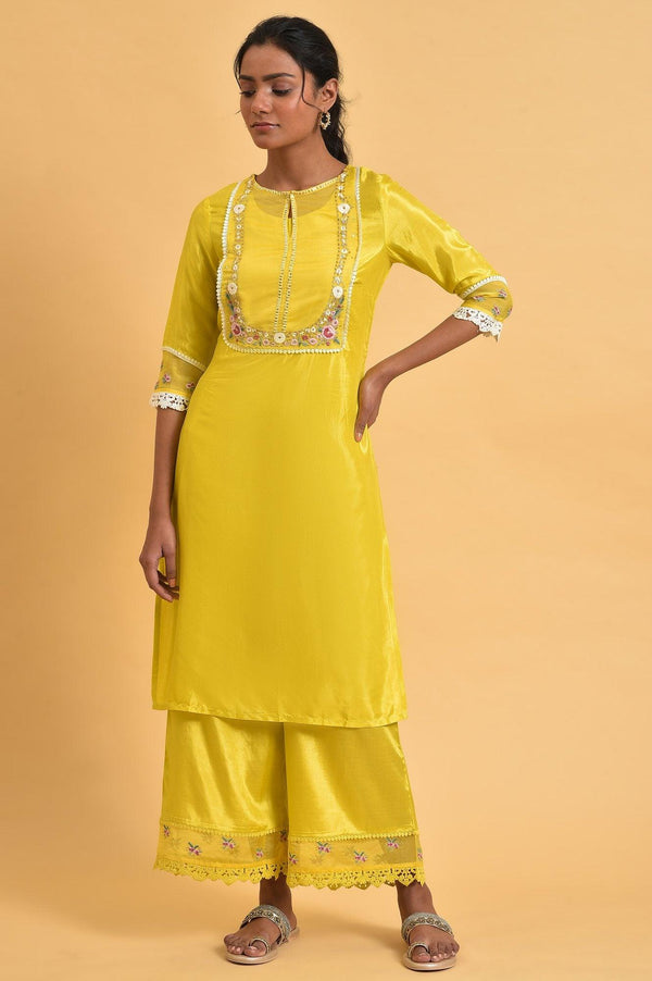Yellow Embroidered Shantun Plus Size Festive kurta
