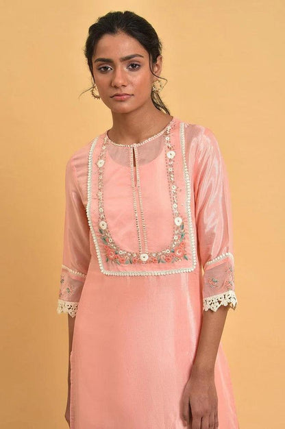 Pink Embroidered Shantun Festive kurta - wforwoman