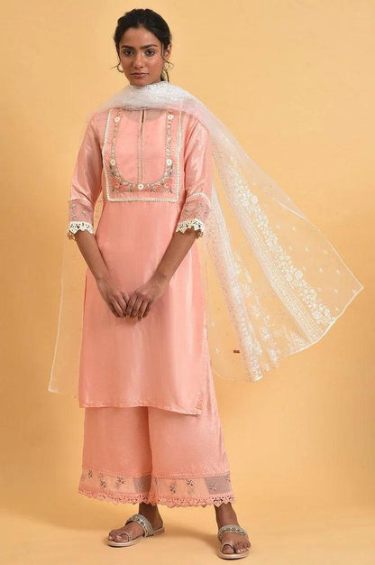 Pink Embroidered Shantun Festive kurta - wforwoman