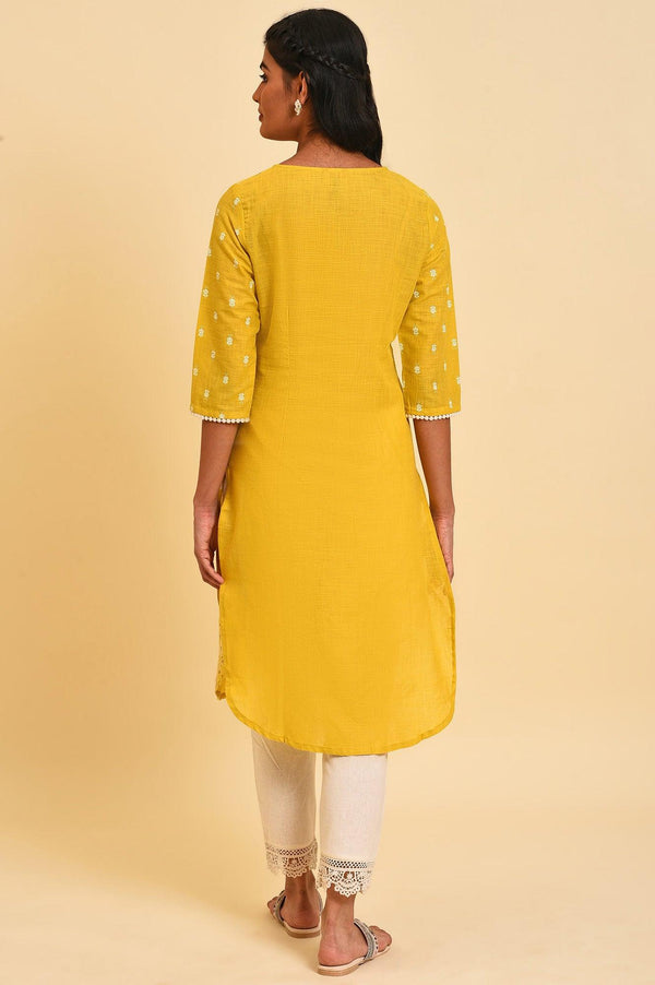 Yellow Glitter Printed Plus Size kurta