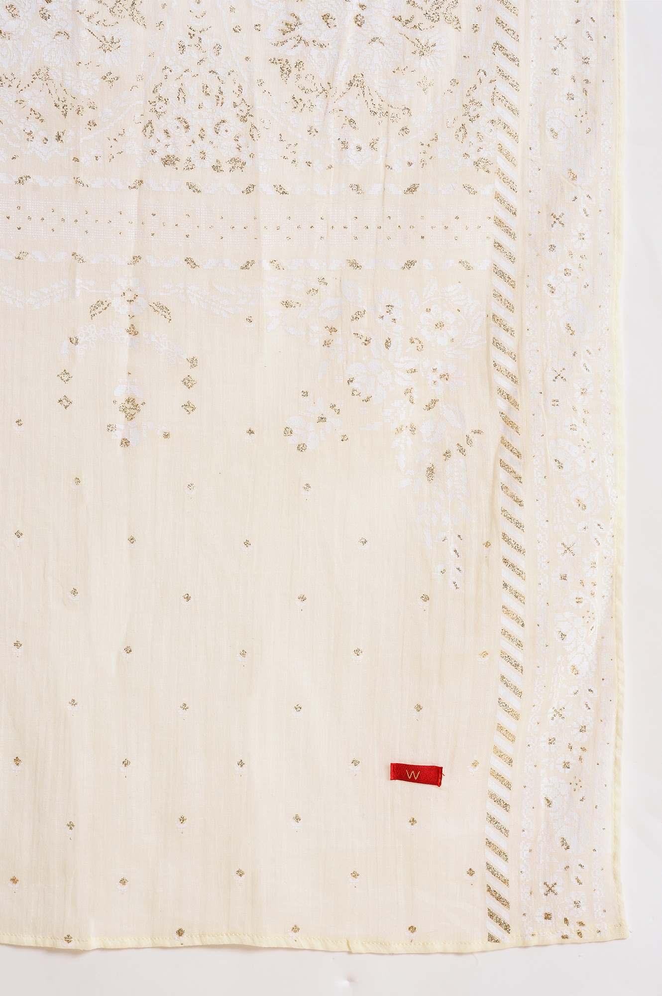 Yellow Glitter Printed Plus Size kurta - wforwoman