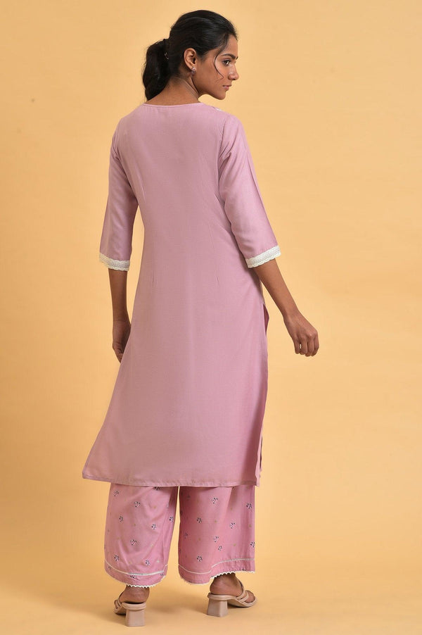 Light Purple Printed Plus Size Straight kurta