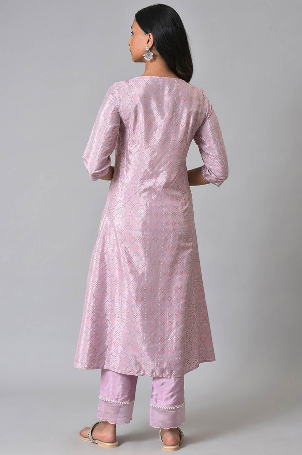 Plus Size Light Purple A-Line Shatung kurta