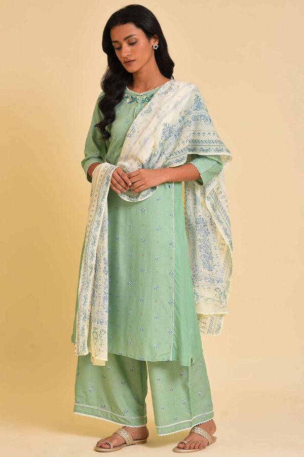 Plus Size Green Embroidered Straight kurta