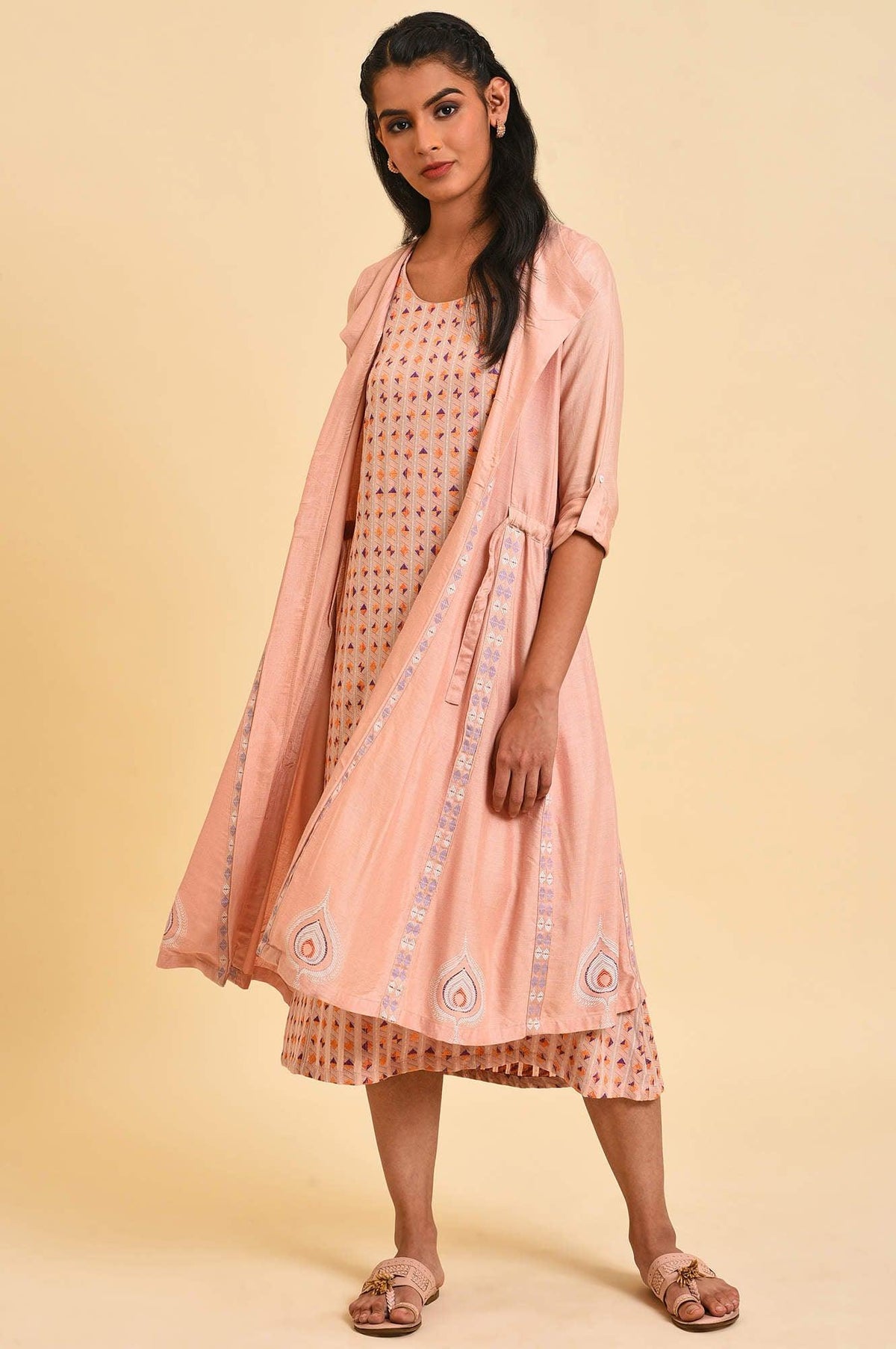Dusty Pink Mock Layered Plus Size Dress - 20