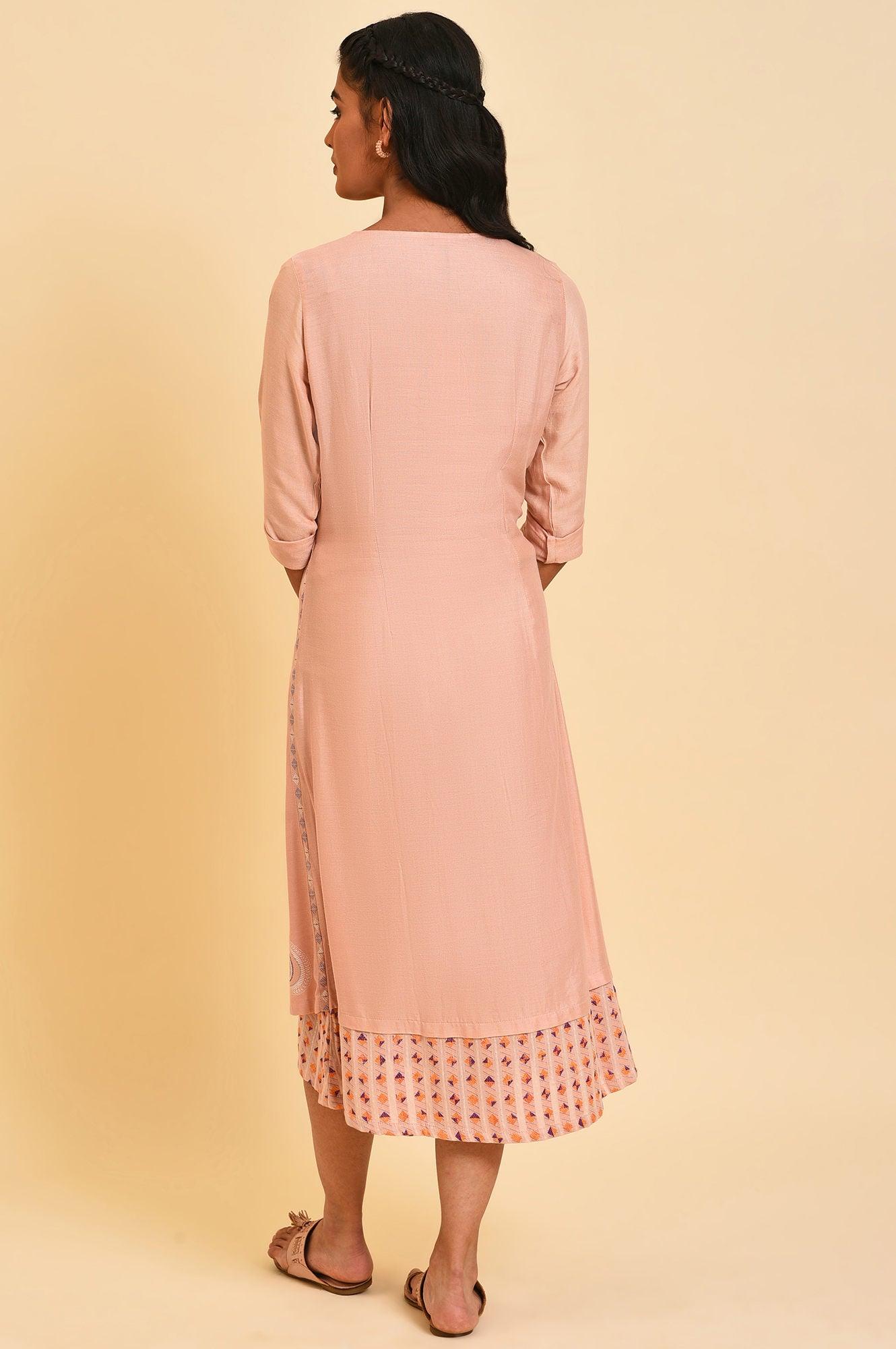 Dusty Pink Mock Layered Dress - wforwoman