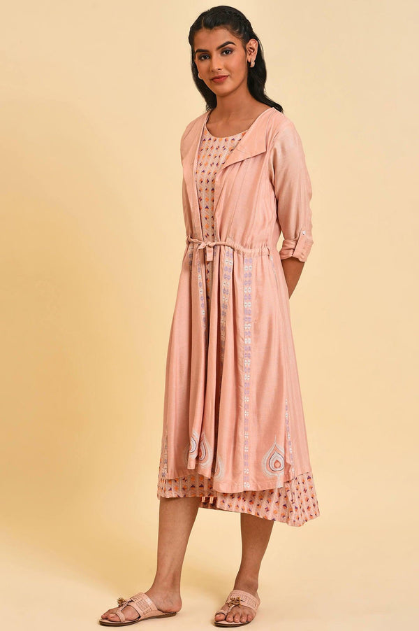 Dusty Pink Mock Layered Plus Size Dress