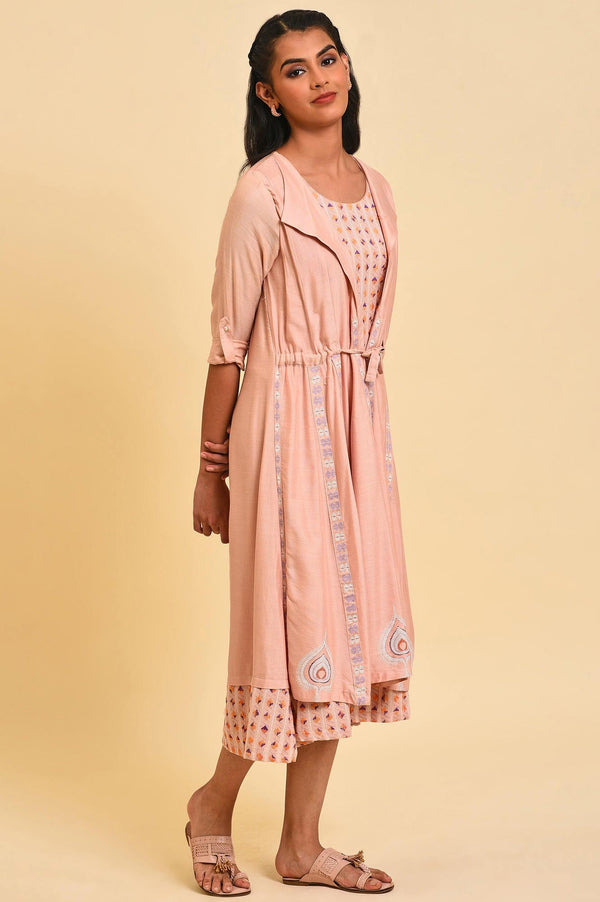 Dusty Pink Mock Layered Plus Size Dress
