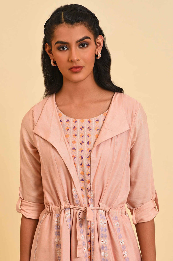 Dusty Pink Mock Layered Plus Size Dress