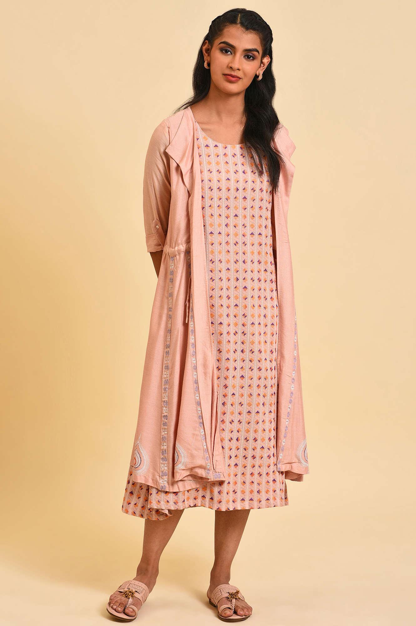 Dusty Pink Mock Layered Plus Size Dress - wforwoman