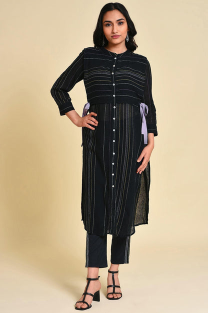 Black Mock Vest Plus Size kurta - wforwoman