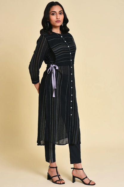 Black Mock Vest kurta - wforwoman