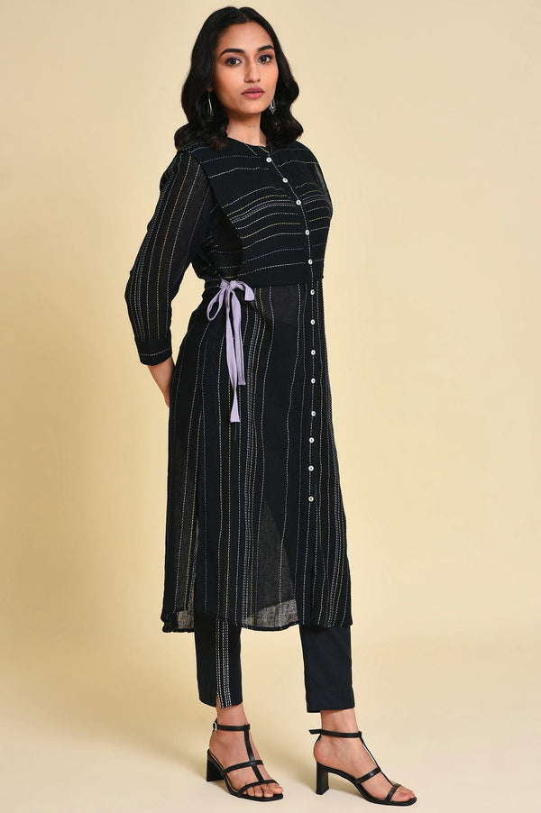 Black Mock Vest kurta