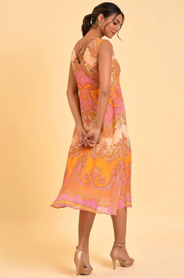 Bright Multi-Coloured Empire Cut Printed Dress